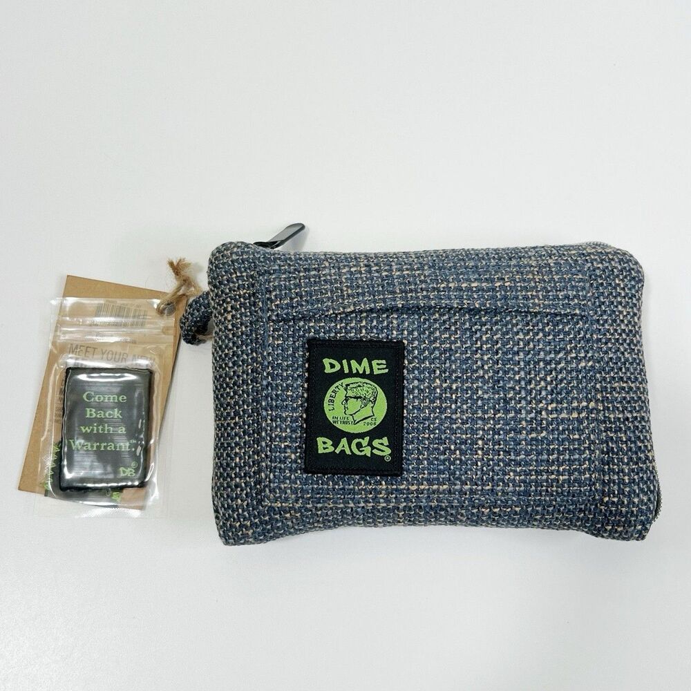 DIME BAGS 8” Padded Pouch Hemp Wallet with Zipper Close With Patch Sky